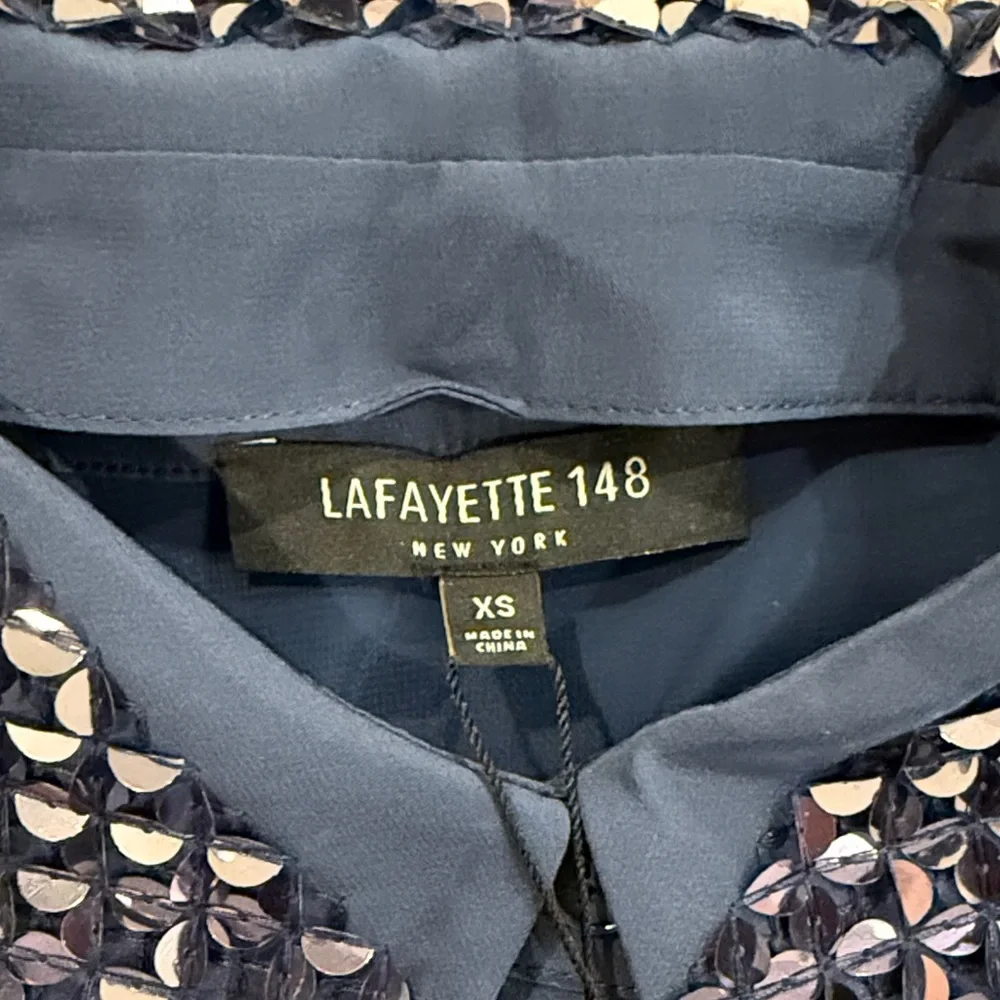 Lafayette 148 New York Midnight Blue Sequin Top - Picture 2 of 6